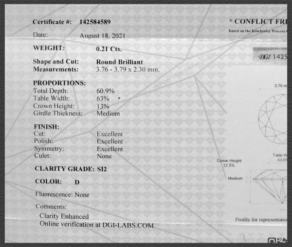 Brillant 585 Gold Stecker 0,42ct, Si2; DGI Zertifikat